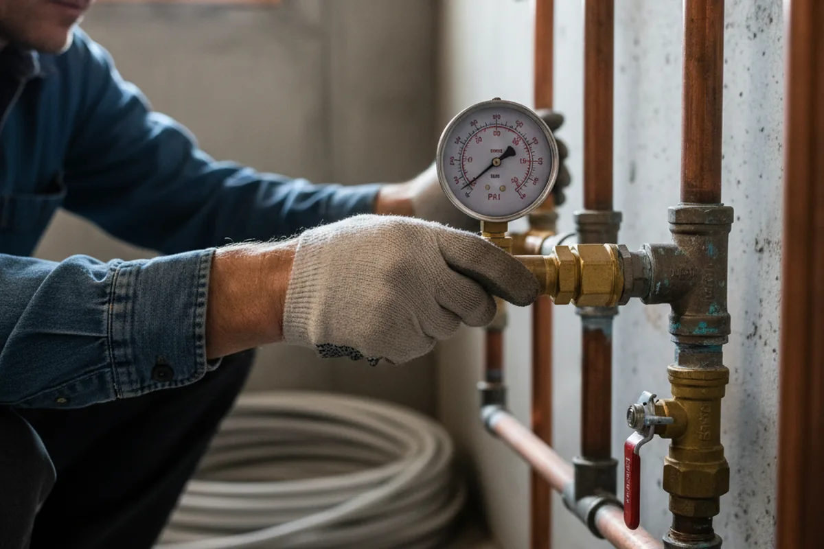 Pressure testing a repaired line during Water Line Repair in Mc Intosh